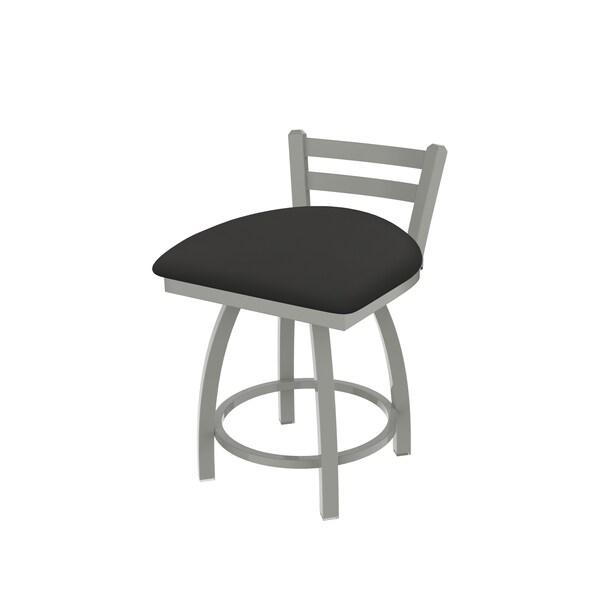 18" Low Back Swivel Vanity Stool, Nickel Finish, Canter Iron Seat